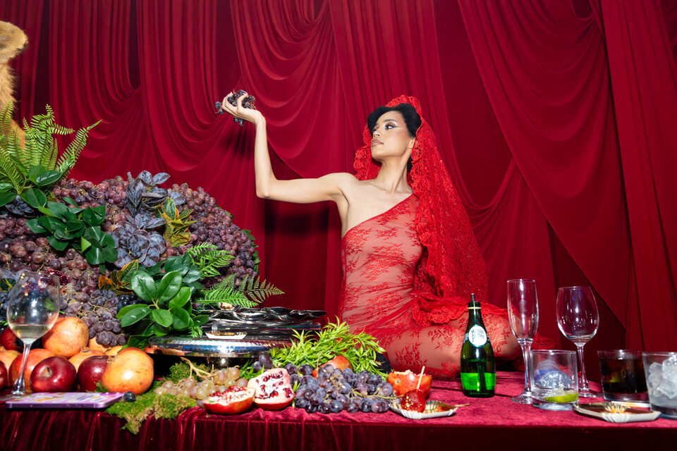 Performer at Bal Interdit gala with Laurent Perrier