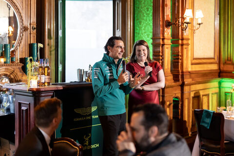 Aston Martin driver at Glenfiddich dinner
